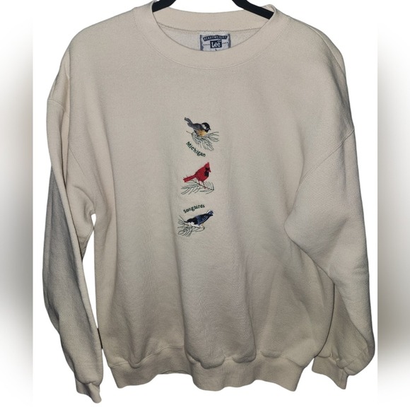 Lee Heavyweight Birds Embroidered‎ Sweatshirt Michigan Songbirds Crewneck - Picture 1 of 7